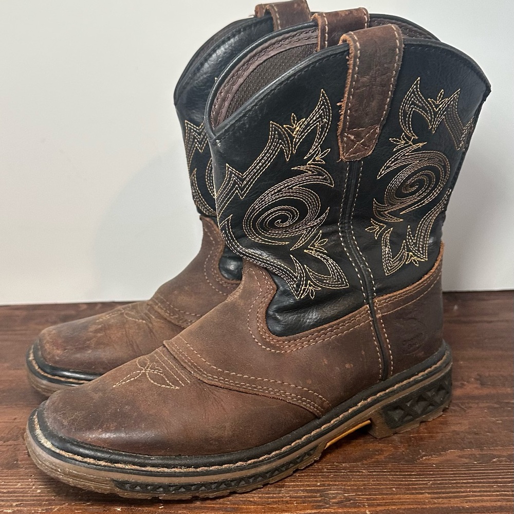 Georgia Boot Carbo-Tec Kids Us Size 2 Pull-On Zip Saddle Boot‎ Brown GB00343C.